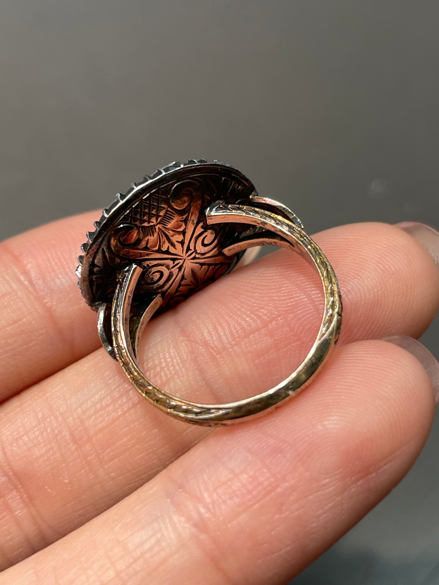 Antique Georgian 18K Yellow Gold Topped Silver 2.25 CTW Rose Cut Diamond Cobblestone Cluster Ring