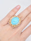 Retro 14K Gold Turquoise Diamond Ruby Cluster Ring SZ 5