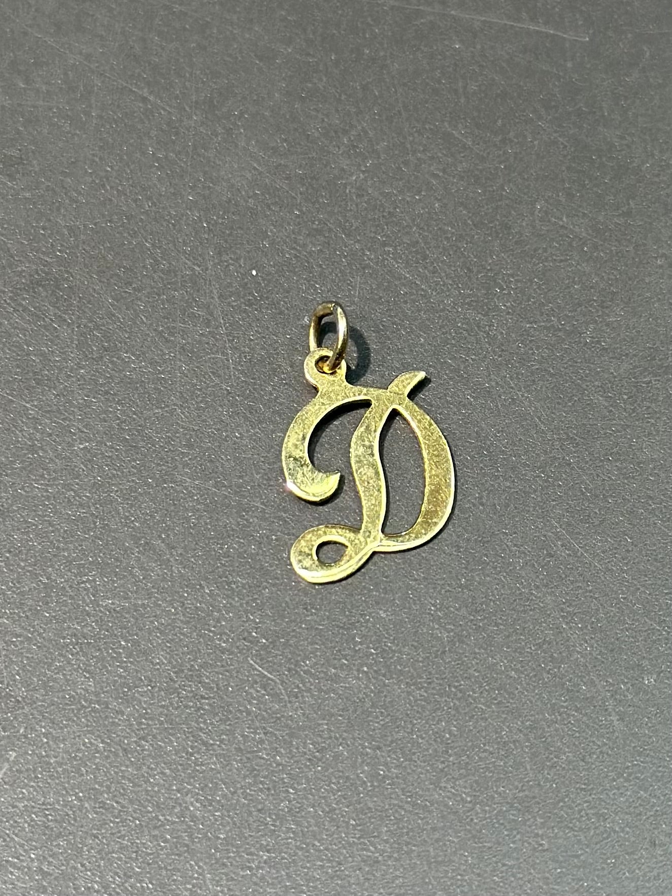 Vintage 14K Gold Script D Letter Charm