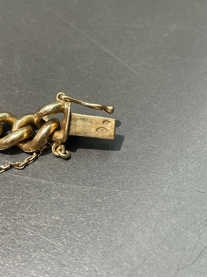 Vintage Dutch 14K Yellow Gold Solid 7.0mm Curb Link Bracelet