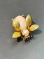 Vintage 14K Gold Coral and Pearl and Ruby Bug Charm