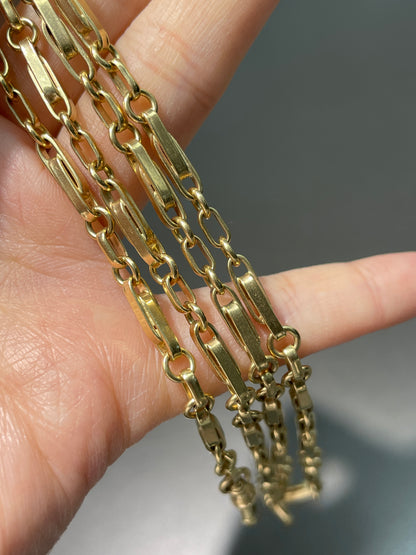 Vintage 14K Gold Fancy Link Watch Chain Necklace