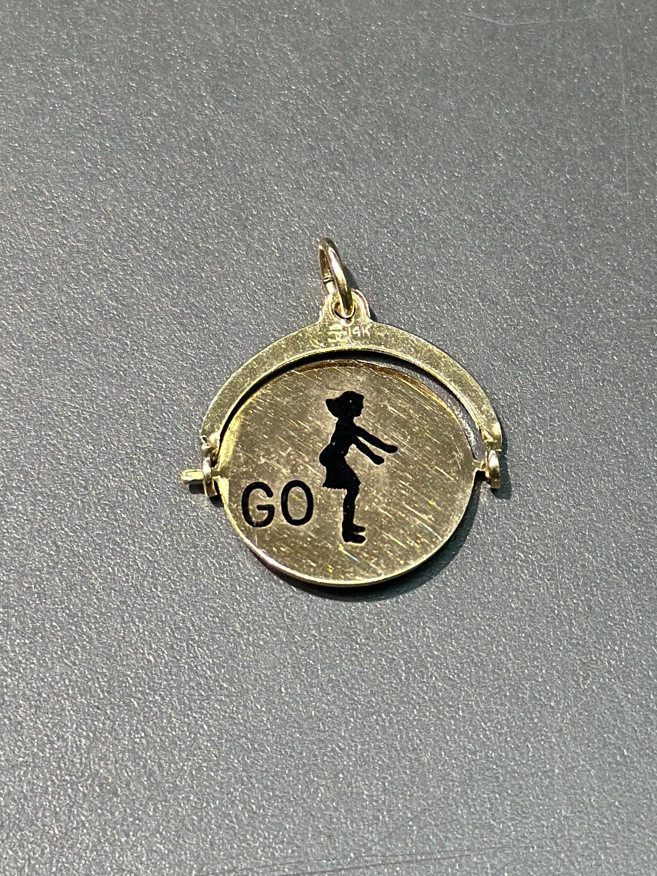 Vintage 14K Gold “Go Dancing” Spinner Charm