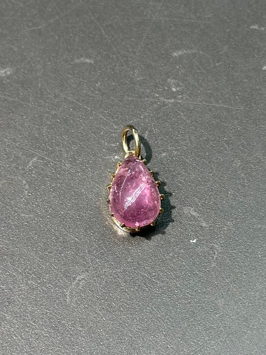 Antique 14K Gold Pink Drop Shape Quartz Charm