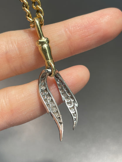 Vintage 14K Gold Platinum 0.60 CTW Diamond Wing Pendant