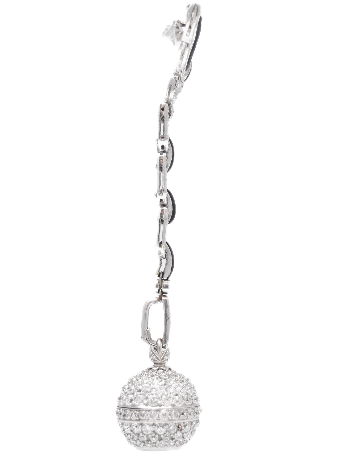 Antique Platinum 7.50 CTW Diamond Onyx Orb Watch Brooch