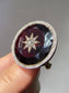 Antique 14K Yellow Gold Diamond Garnet Starburst Pendant Brooch