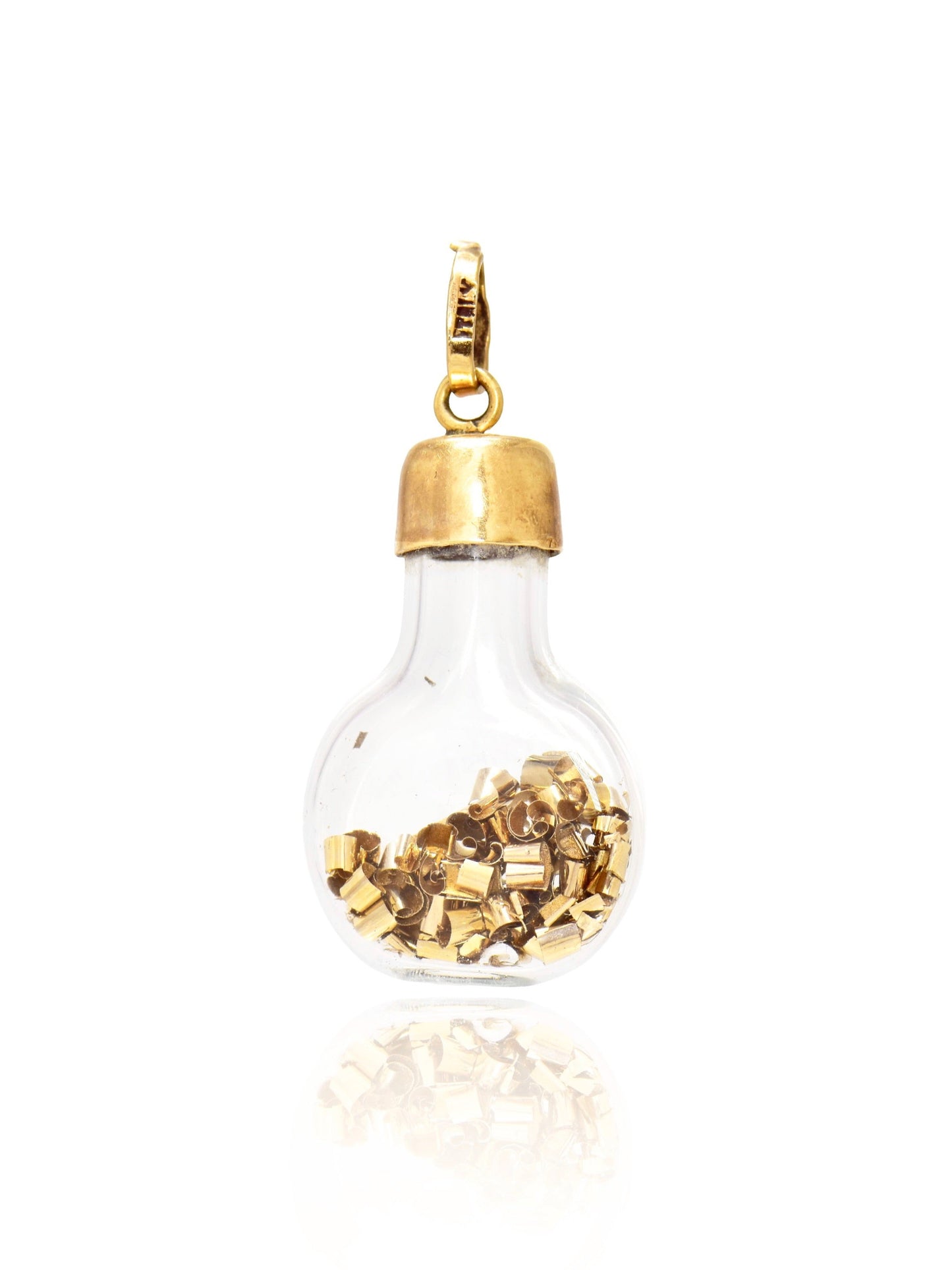 Vintage 14K Gold Shavings Shaker Bottle Charm