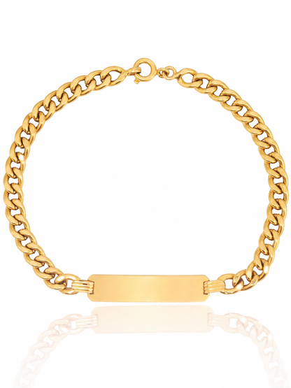 Vintage 18K Gold Tag Curb Link Bracelet