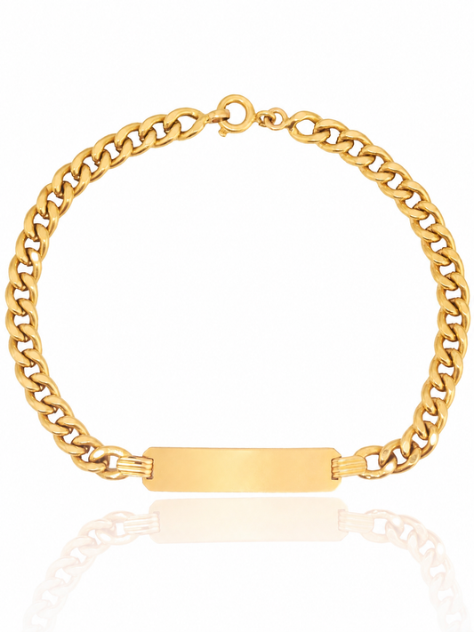 Vintage 18K Gold Tag Curb Link Bracelet