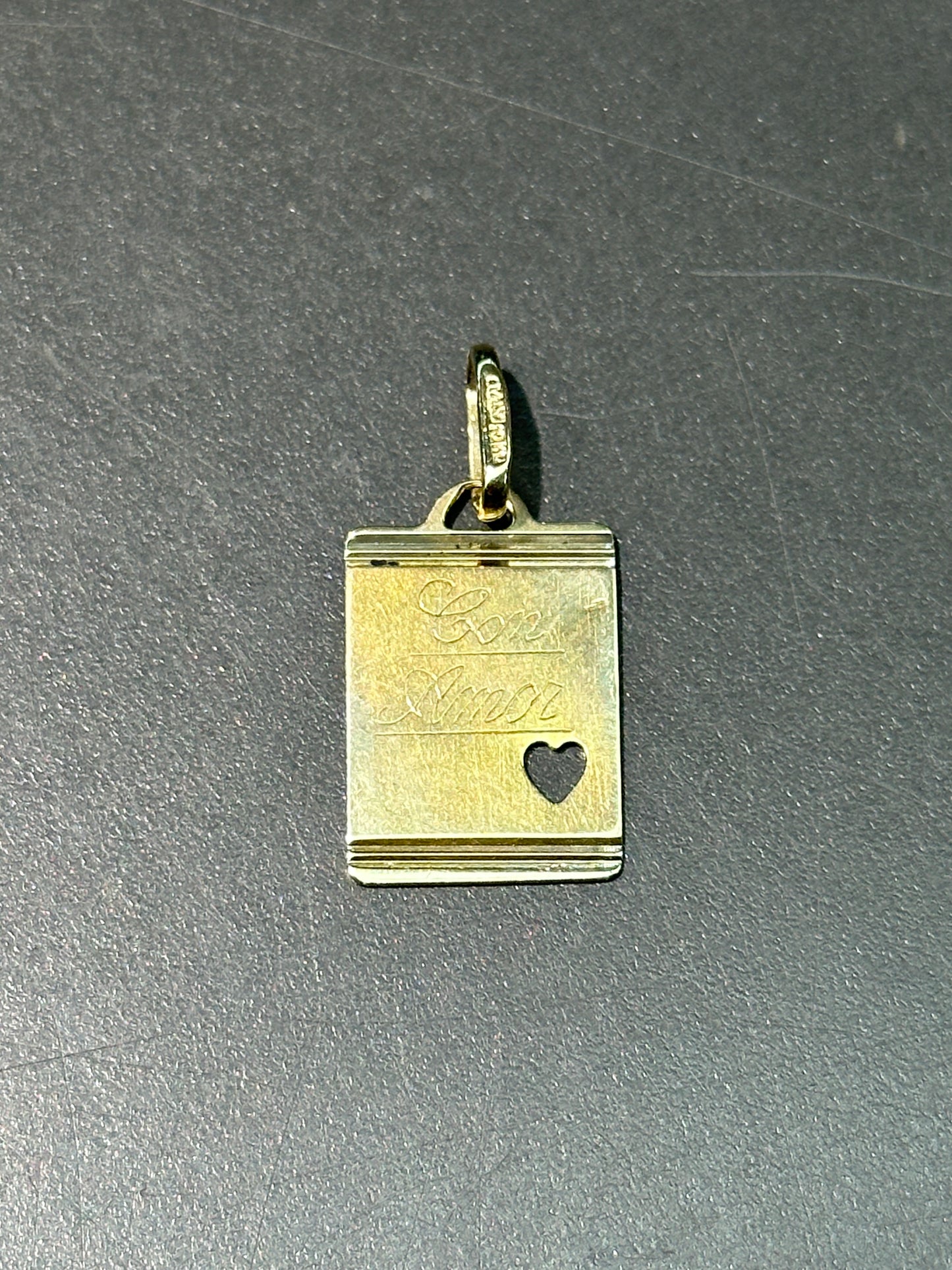 复古 14K 金“Con Amor”记事本吊饰