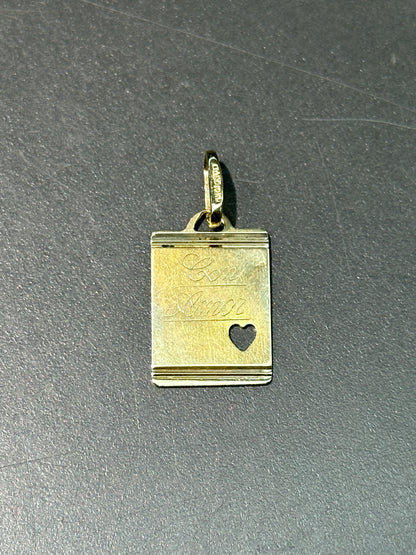 复古 14K 金“Con Amor”记事本吊饰