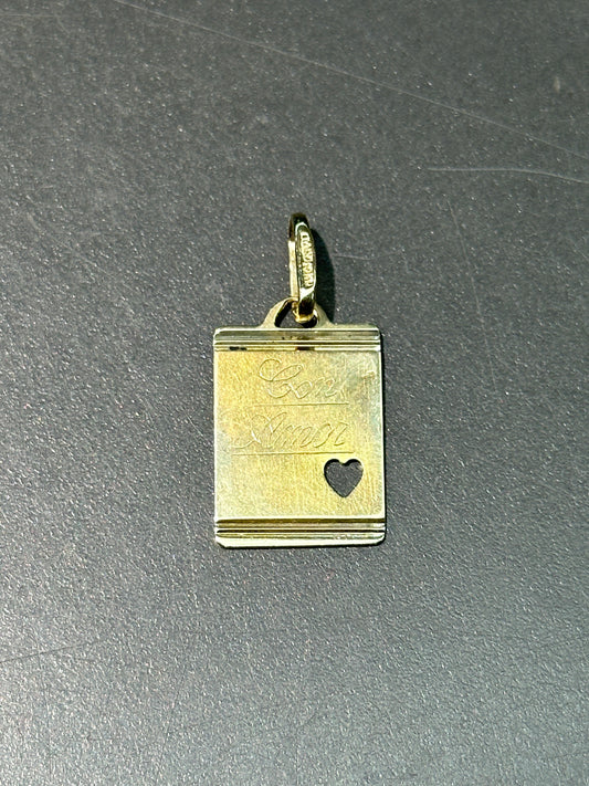 复古 14K 金“Con Amor”记事本吊饰