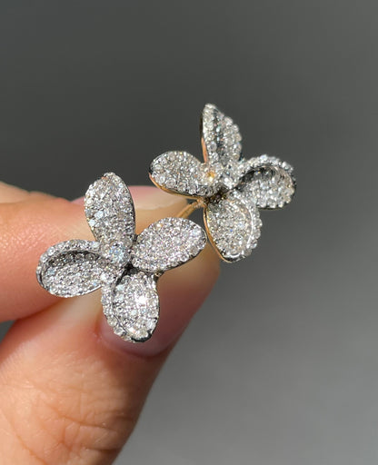 14K Gold Diamond Flower Stud Earring