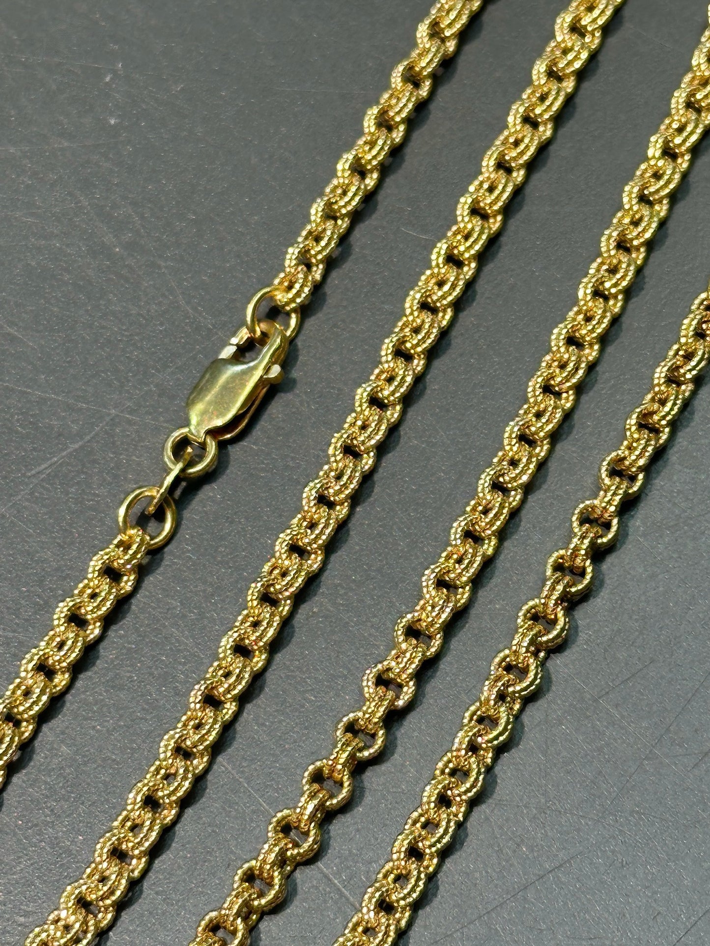 14K Yellow Gold 3.5 mm Solid Fancy Link Necklace