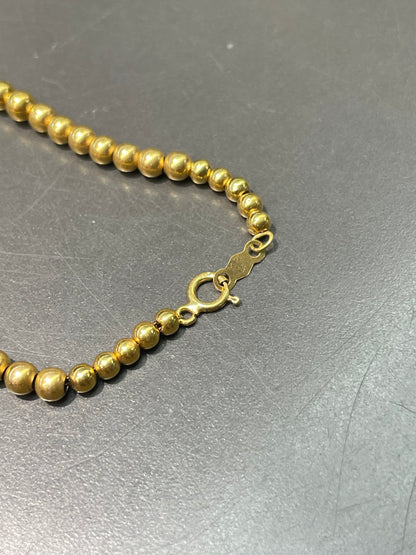 Vintage 14K Yellow Gold Graduated Bead Necklace 17.5 inch