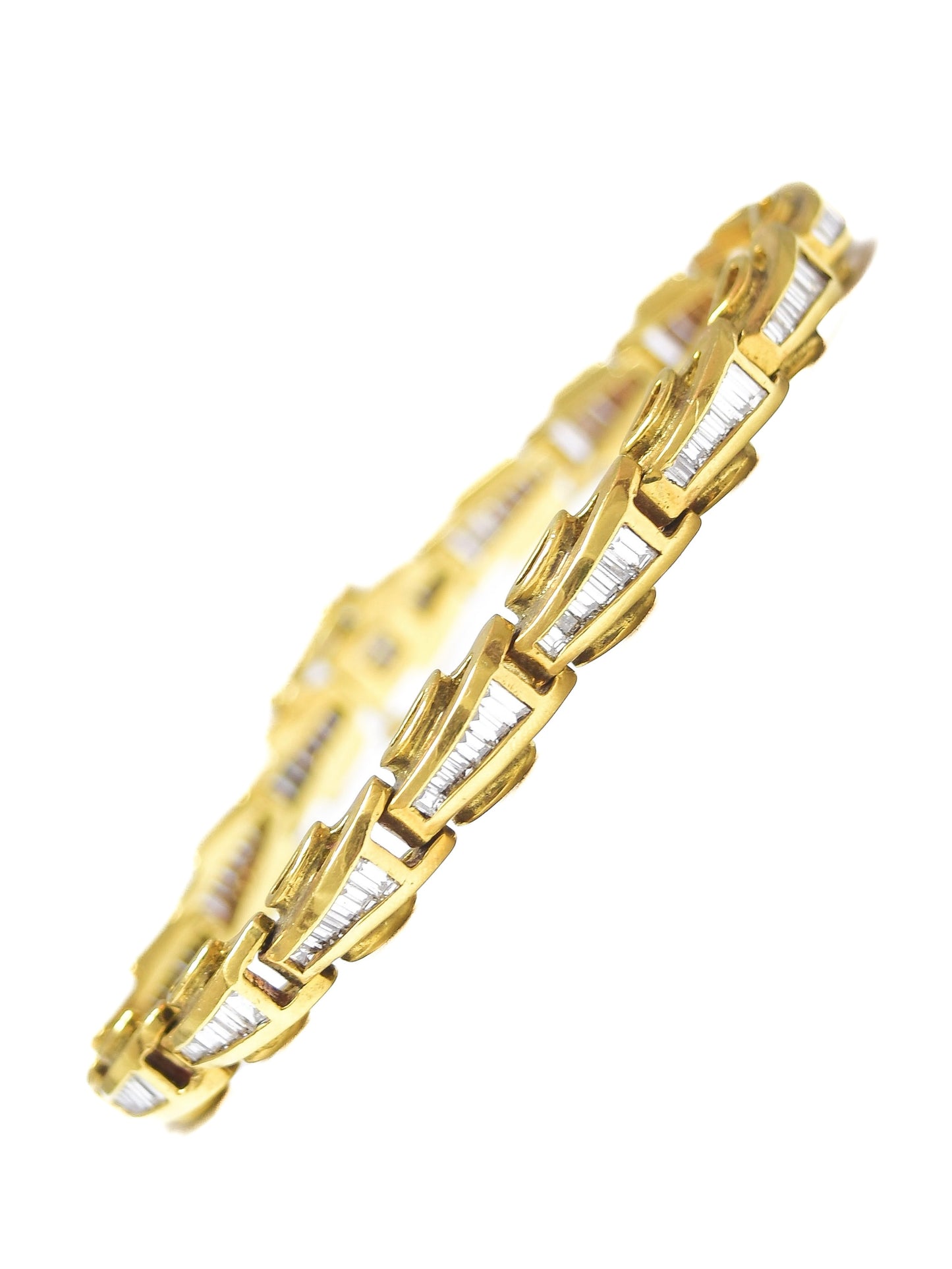 Vintage 18K Gold Baguette Diamond Tennis Bracelet