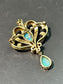 Victorian 14K Gold Opal Diamond Seed Pearl Brooch Pendant