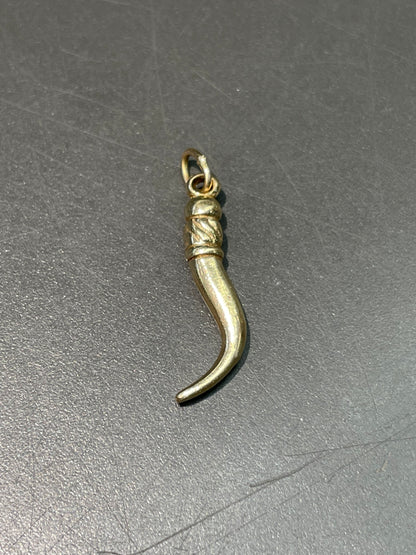 Vintage 14K Yellow Gold Solid Horn Charm