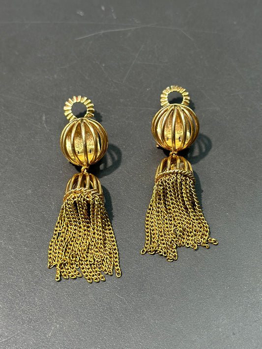 埃及 18K 金流苏耳环