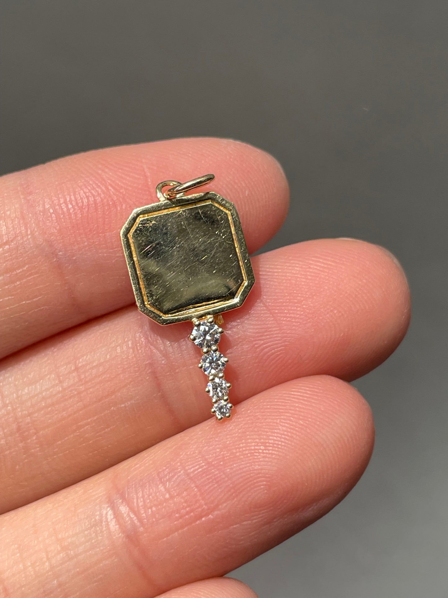 14K Gold 0.15CTW Diamond Key Charm