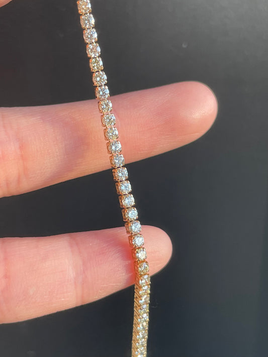 14K 黄金 3.00 CTW 钻石网球手链