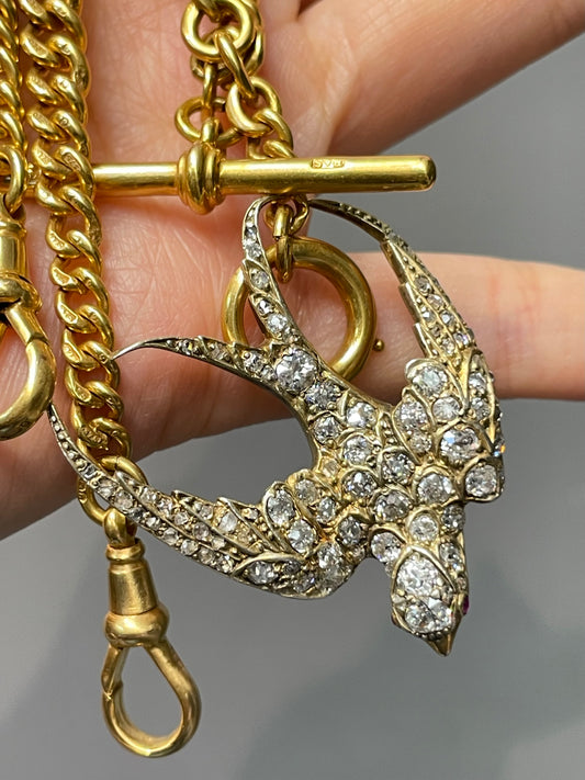 Antique 14K Yellow Gold 3.68 CTW Diamond St. Esprit Brooch