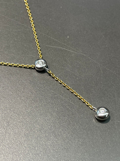 18K Yellow Gold 0.45 CTW Diamond Bezel Lariat Necklace