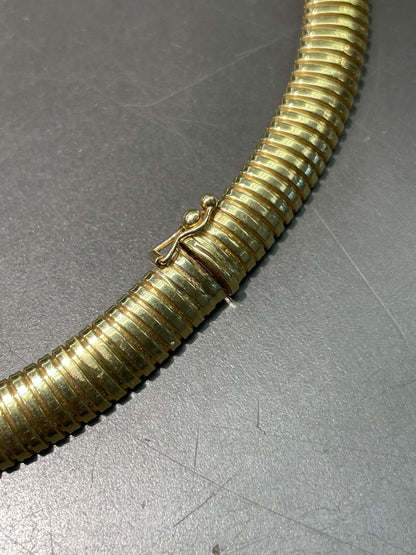 Retro 14K Yellow Gold Tubogas Slinky Chain Choker Necklace