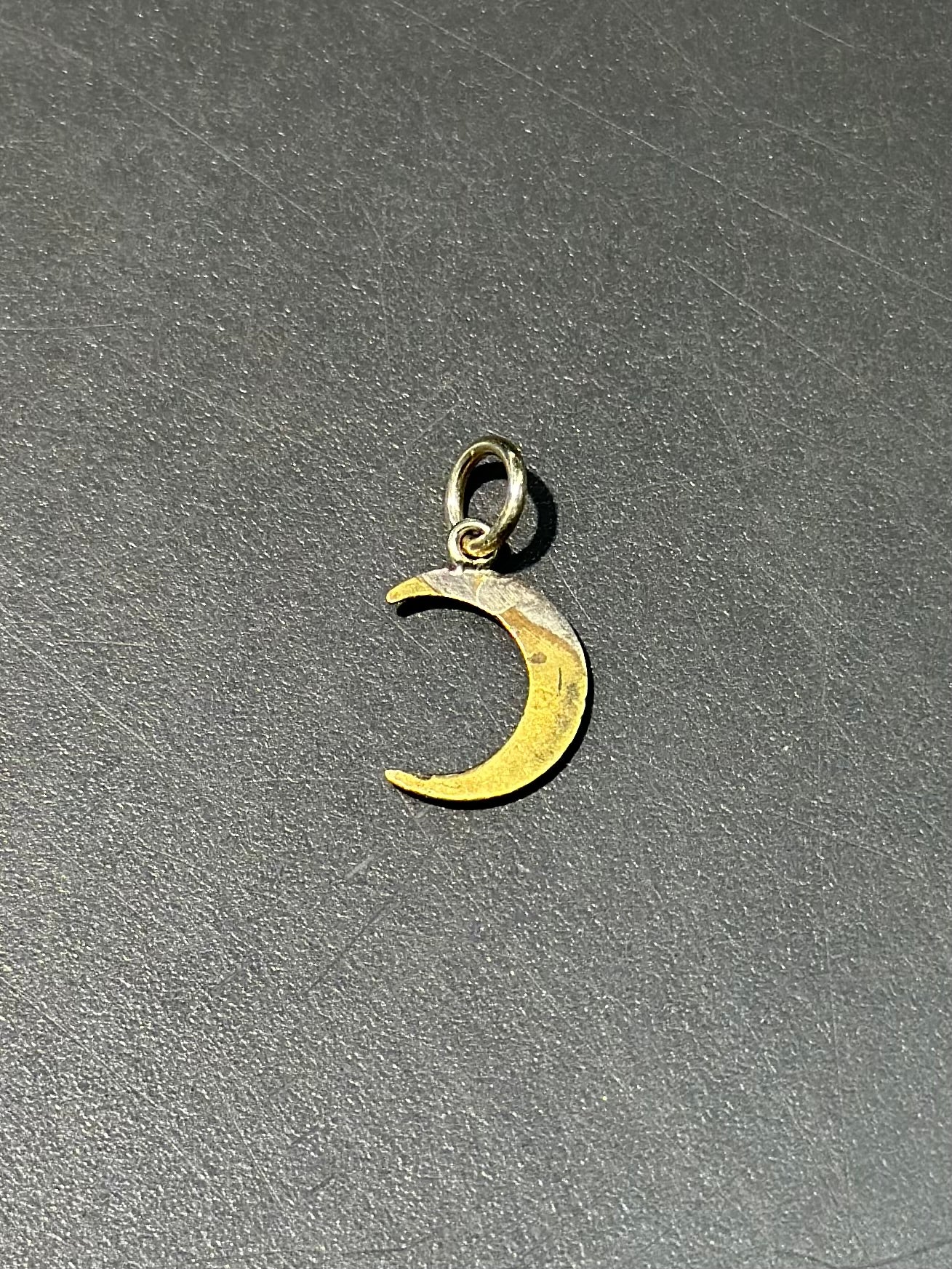 Antique 14K Gold Mini Forget Me Not Enamel Crescent Charm