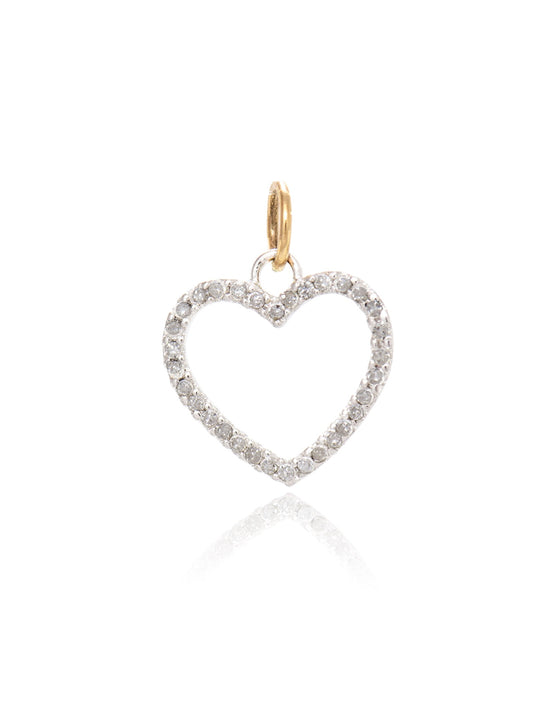 Vintage 14K Gold Diamond Open Heart Charm