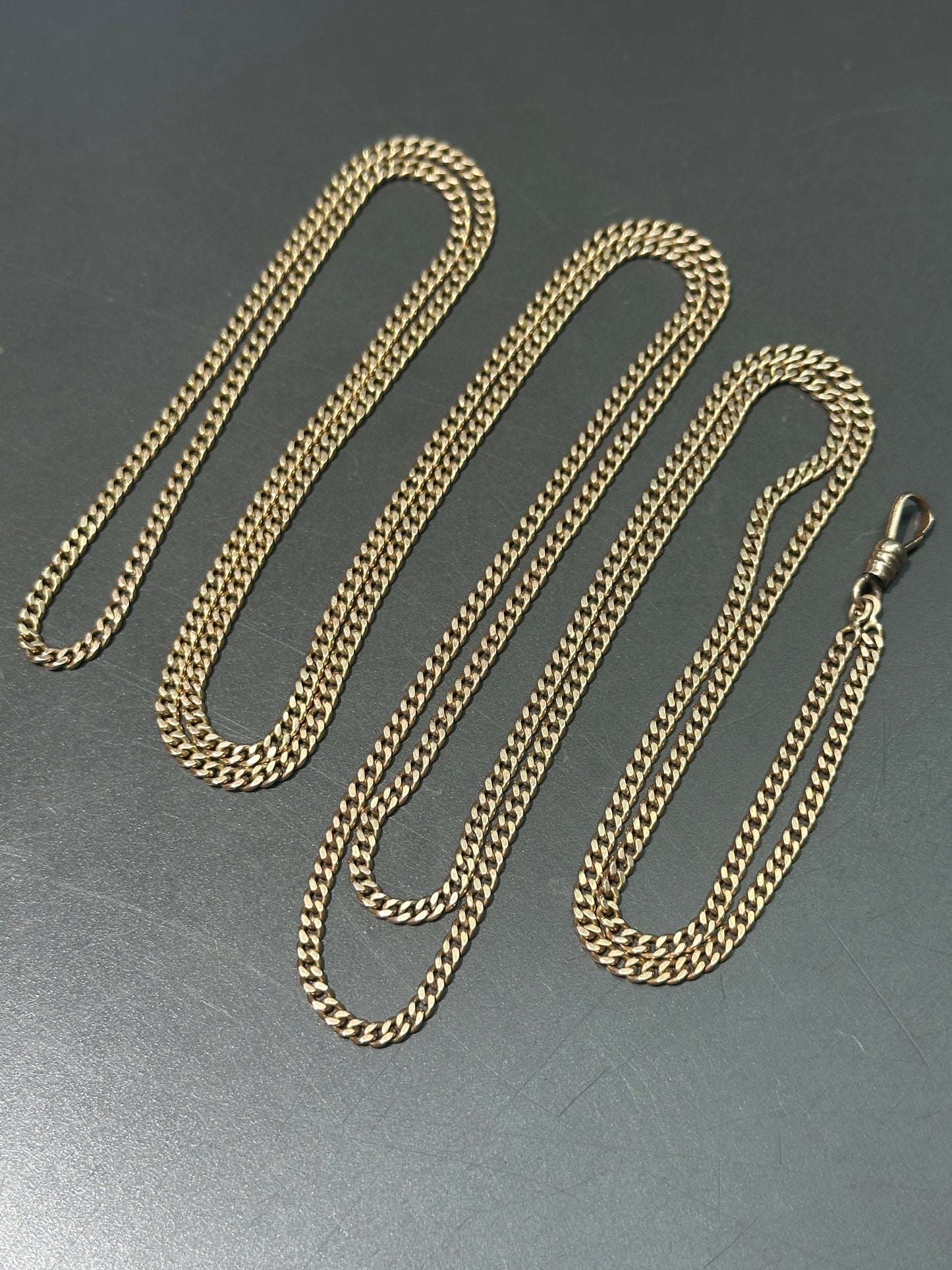 复古 14K 黄金链环 Longuard 表链项链