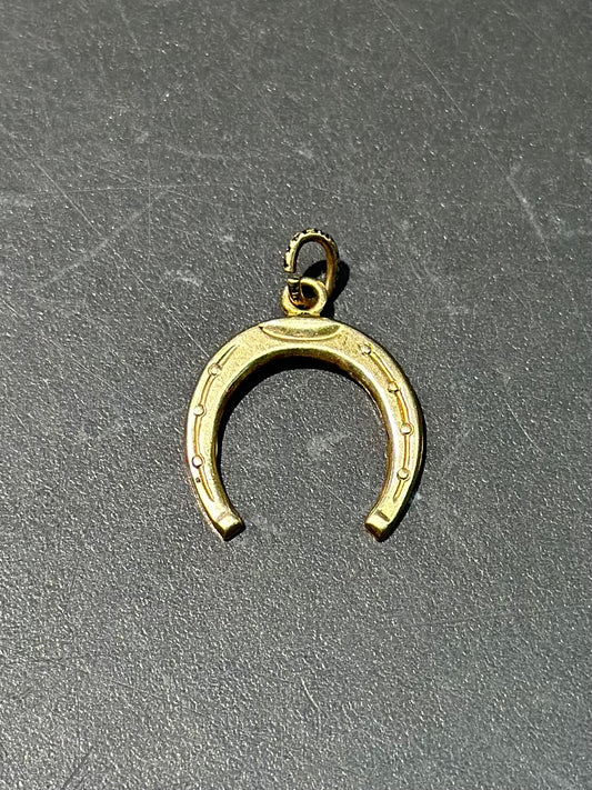 Vintage 14K Yellow Gold Horse Shoe Charm Pendant