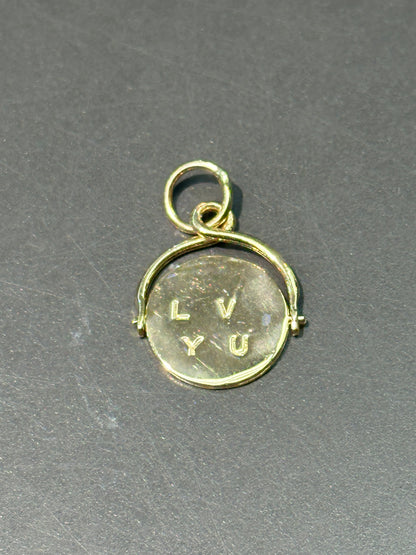 14K 黄金“我爱你”旋转吊饰