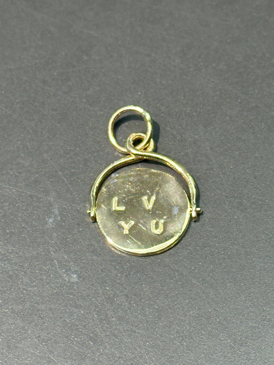 14K 黄金“我爱你”旋转吊饰