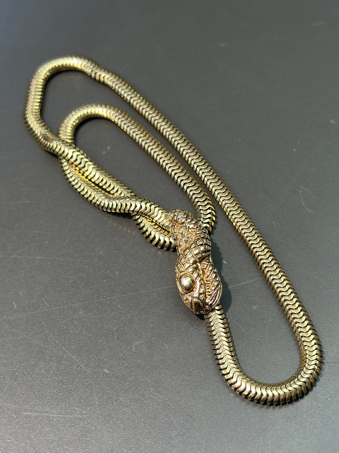 Collier chaîne serpent serpent vintage en or 14 carats 18,0 »