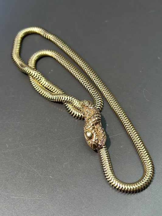 Vintage 14K Gold Serpent Snake Chain Necklace 18.0”