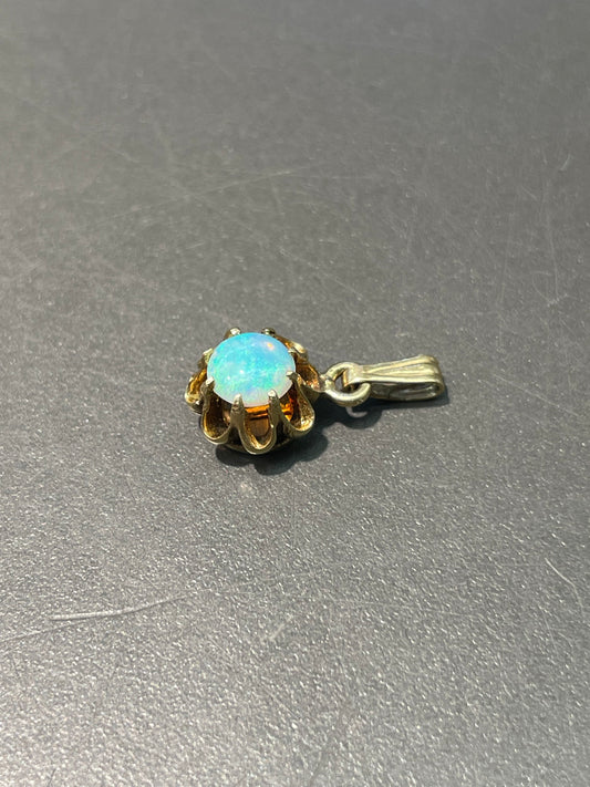 Antique 14K Yellow Gold Opal Buttercup Charm Pendant