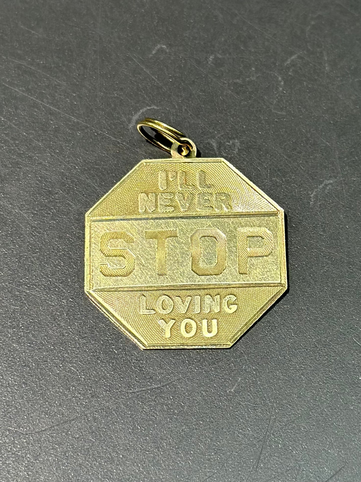 Vintage 14K Gold Large I'll Never Stop Loving You Charm