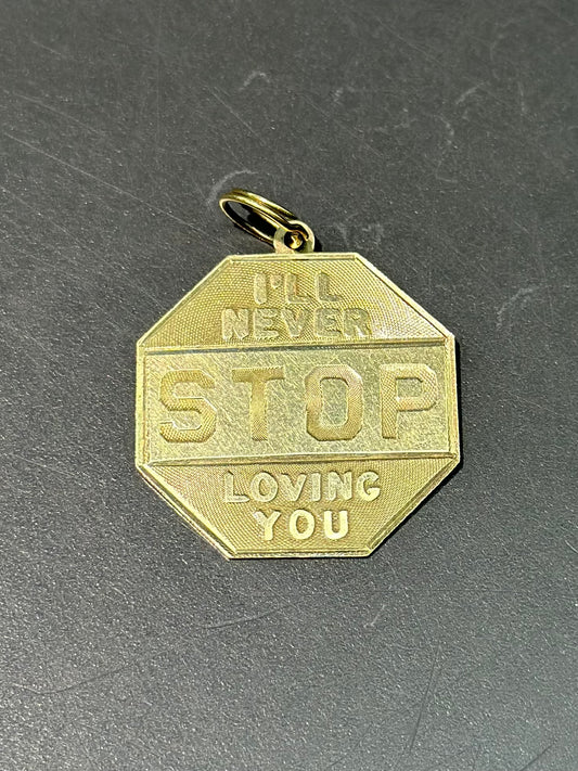 Vintage 14K Gold Large I'll Never Stop Loving You Charm