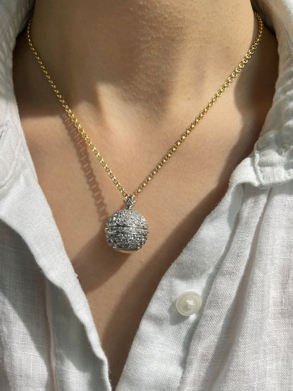 Antique Platinum 7.50 CTW Diamond Onyx Orb Watch Brooch