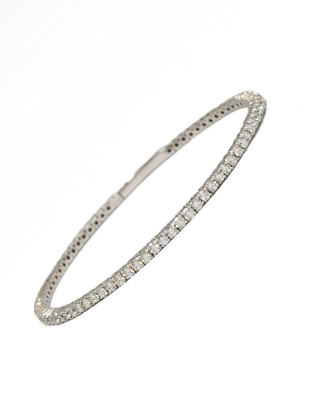 14K White Gold 2.60 CTW Diamond Flex Bangle Bracelet