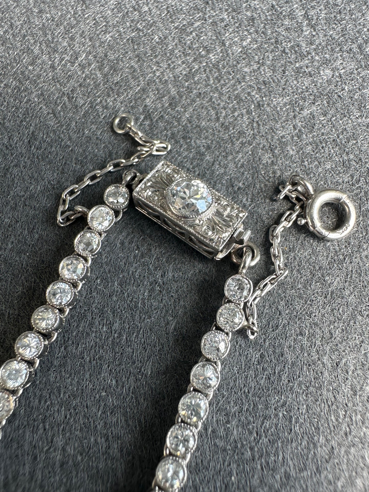 Art Deco Platinum 10.8 CTW Diamond Graduated Tennis Necklace