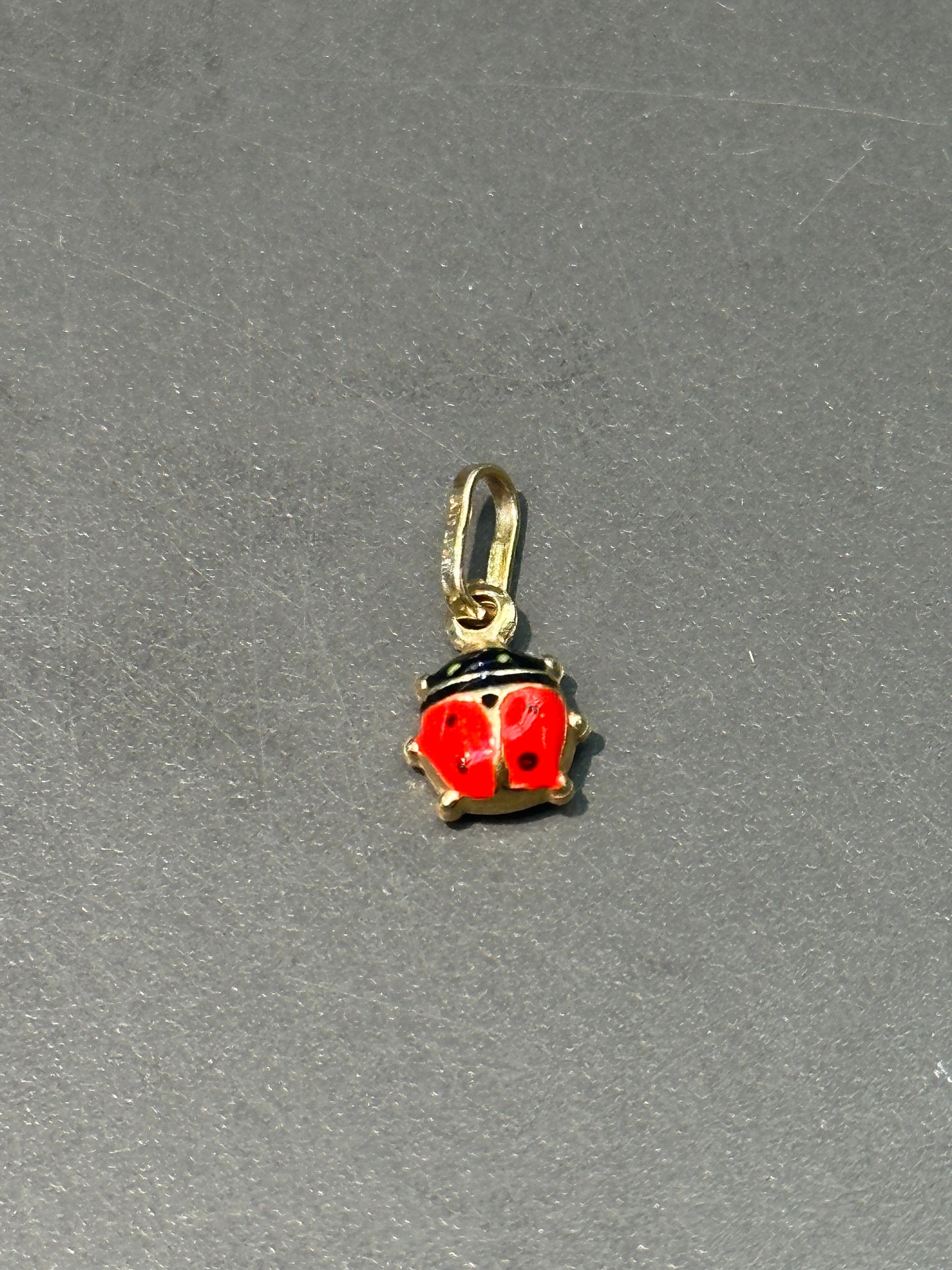 14K Gold Enamel Ladybug Charm