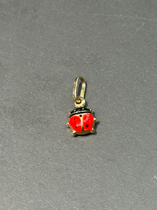 14K Gold Enamel Ladybug Charm