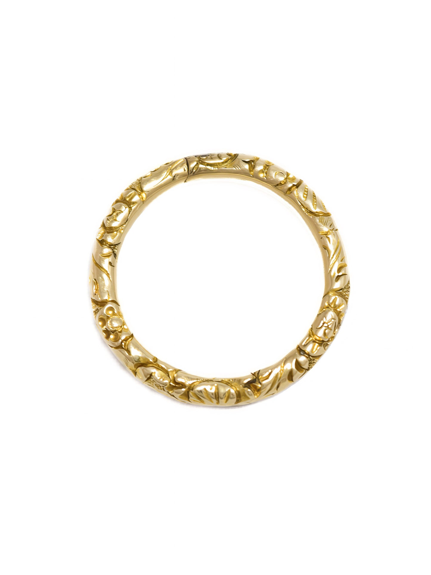 Antique Victorian 14K Gold Etched Scroll Motif Split Band Ring