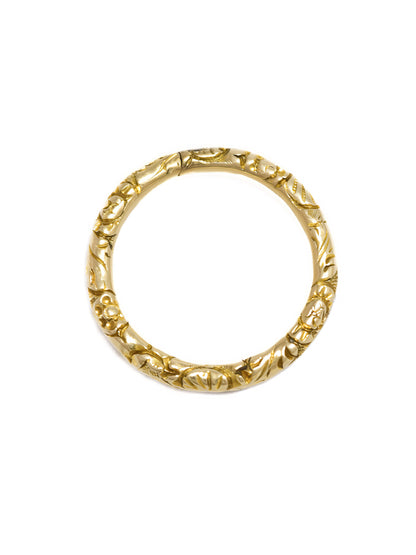 Antique Victorian 14K Gold Etched Scroll Motif Split Band Ring