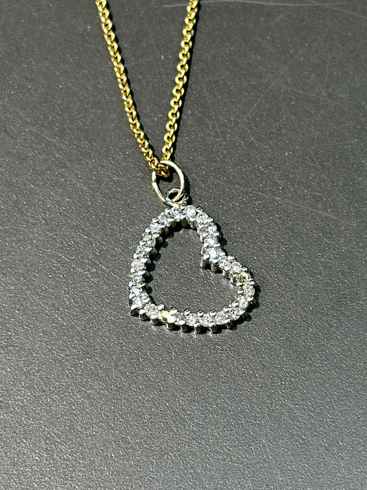 14K 金钻石敞开心扉吊坠
