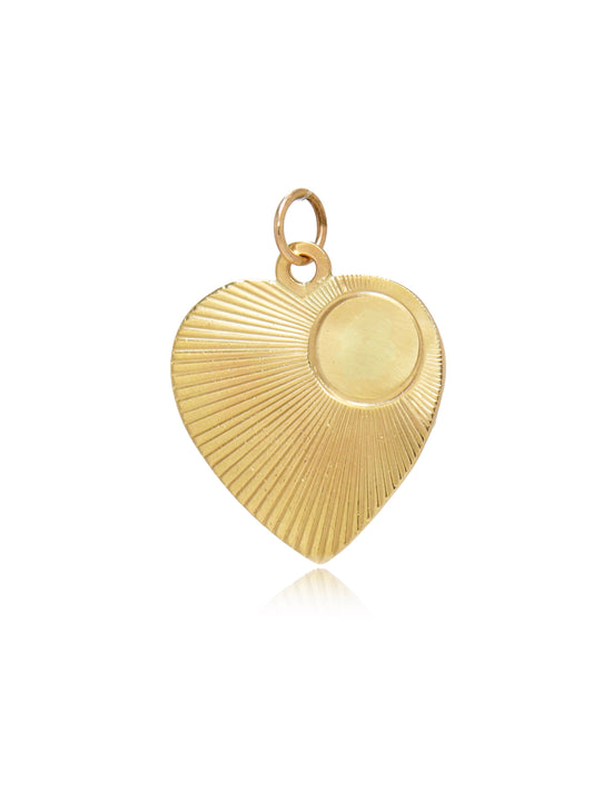 Vintage 14K Gold Engine Turned Heart Charm
