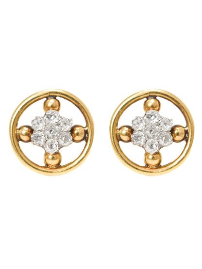 Antique French 18K Gold 1.40 CTW Diamond Cluster Earring
